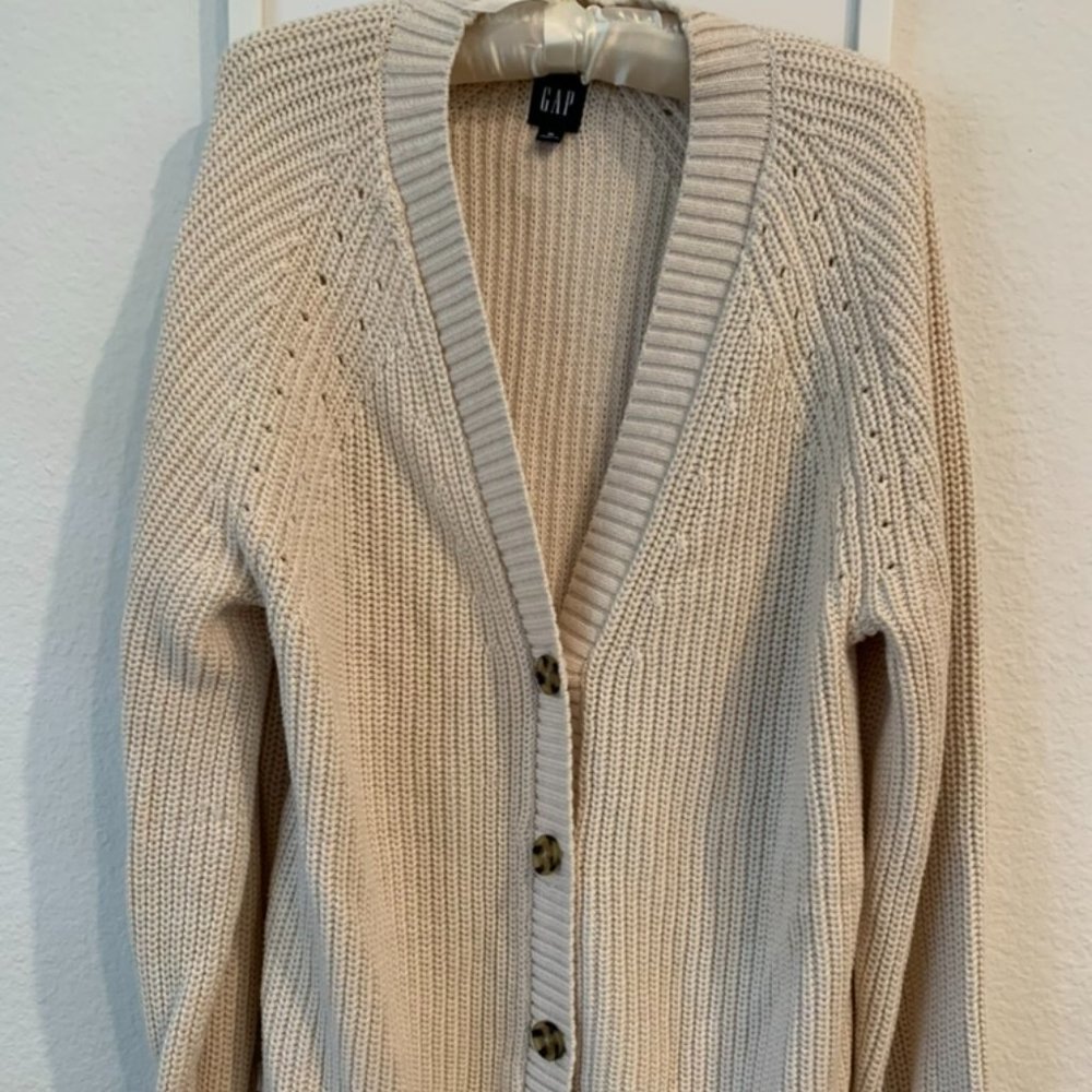 GAP COTTON CARDIGAN OFF WHITE SIZE MEDIUM